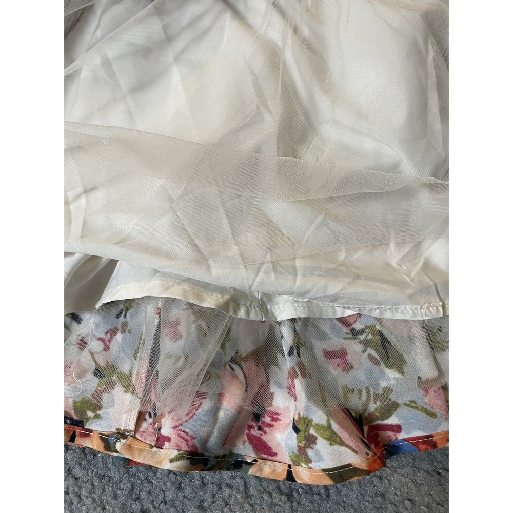 Babydoll Floral Mini Sundress Sz L Sweetheart Neck Smocked From Tie Orange City - Picture 11 of 15